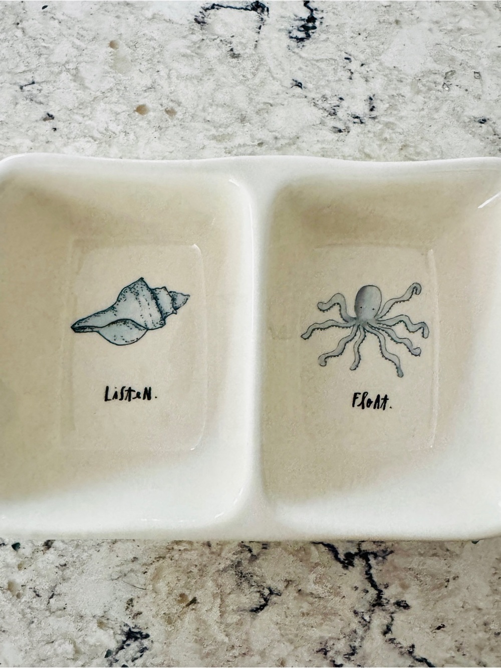 Rae Dunn Magenta Listen Float Divided Ceramic Dish Tray